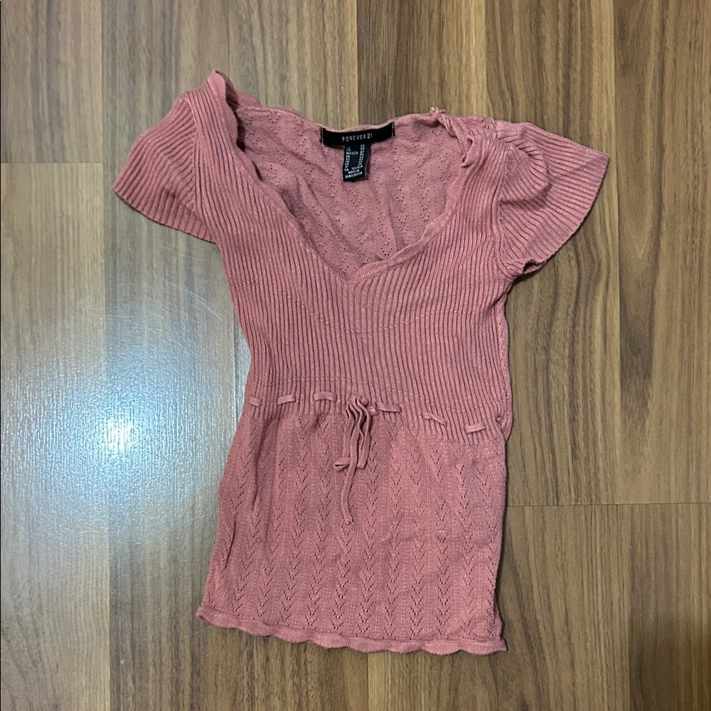 Forever 21 Dusty Pink Short-Sleeve Knit Top